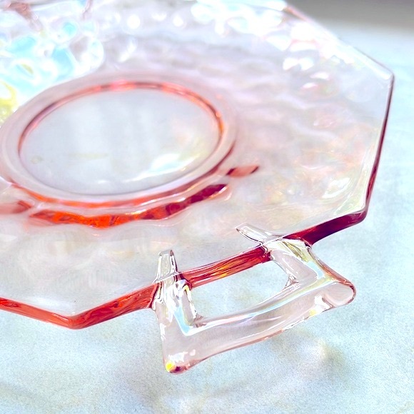 Pink Flamingo Depression Glass Cheese Plates Made by Heisey Matching Pair of 2 - Picture 2 of 10